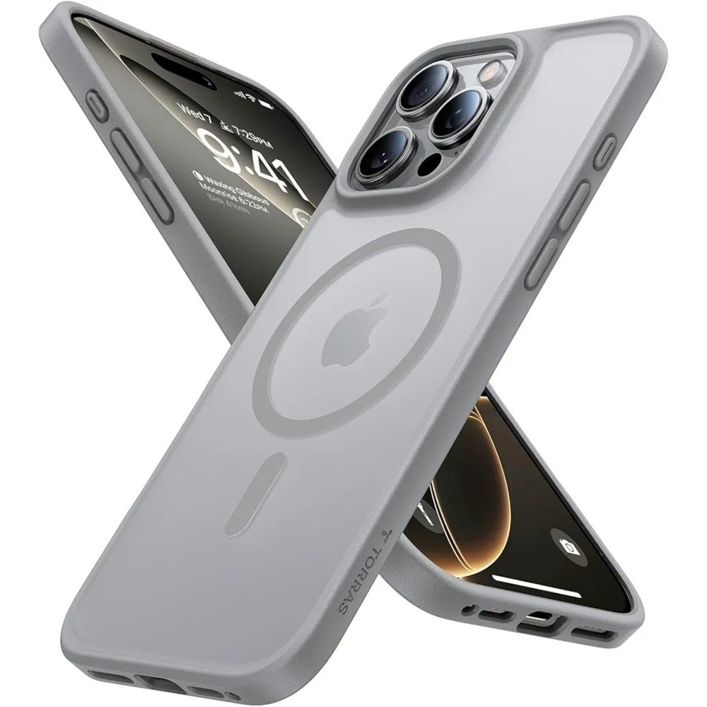 TORRAS Magnetic Shockproof for iPhone 16 Pro Max Case Translucent Grey 6.9" New
